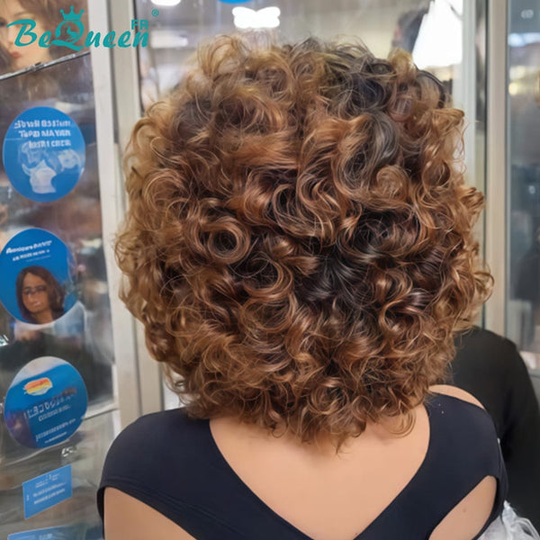 BeQueen "Josie" Perücke Bob Egg Wave schwarz-braun meliert ohne Kleber 12 Zoll zum halben Preis