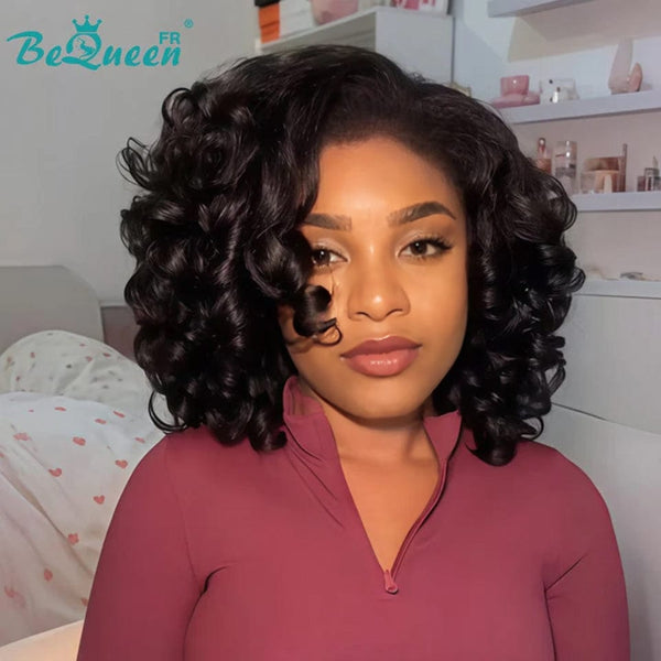 BeQueen “Klaus” Perruque Bob Bords Bouclés Kinky Straight avec Lace frontale 13x4 style 2