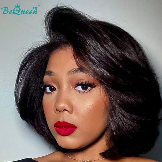 BeQueen “Klaus” Bob Wig Curly Edges Kinky Straight with 13x4 Lace Front
