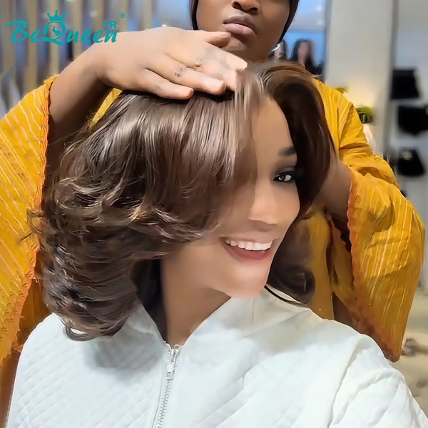 BeQueen "Masala" Perruque Customisée Longue bouncy Wave couleur Marron Prêt à porter Sans Colle 13X4