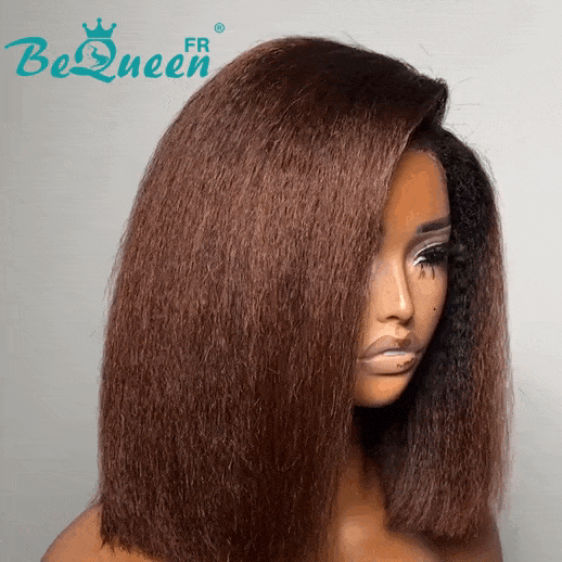 BeQueen “Mily” Perruque Bob Bords Bouclés Kinky Straight Prêt à porter Sans Colle 4x4