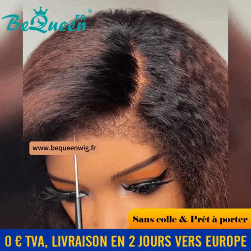 BeQueen “Mily” Perruque Bob Bords Bouclés Kinky Straight Prêt à porter Sans Colle 13x4 em França