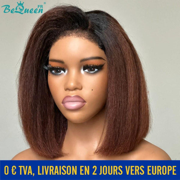 BeQueen “Mily” Perruque Bob Bords Bouclés Kinky Straight Prêt à porter Sans Colle 13x4 em França