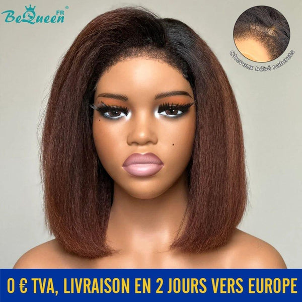 BeQueen “Mily” Perruque Bob Bords Bouclés Kinky Straight Prêt à porter Sans Colle 13x4 em França