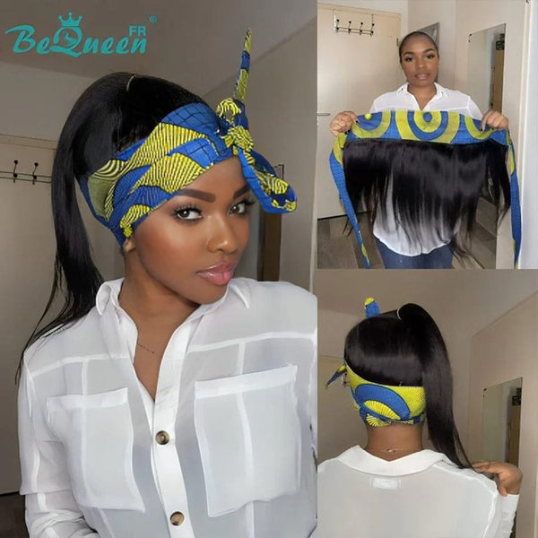 BeQueen “Mimmy” 16 inch Straight Headband Wig Glueless 100% Human Hair