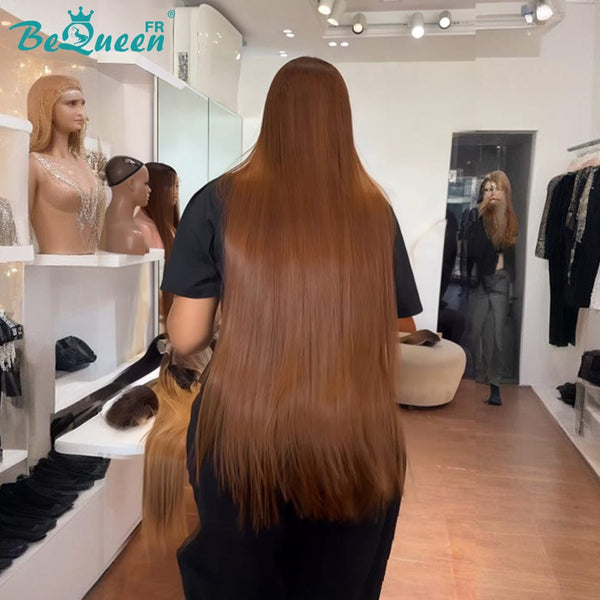 BeQueen "Mina" Perruque Longue Lisse 30 pouce Couleur Marron avec Lace frontale sans colle Moitié prix
