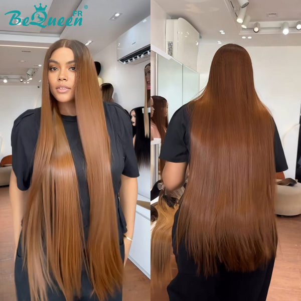 BeQueen "Mina" Perruque Longue Lisse 30 pouce Couleur Marron avec Lace frontale sans colle Moitié prix