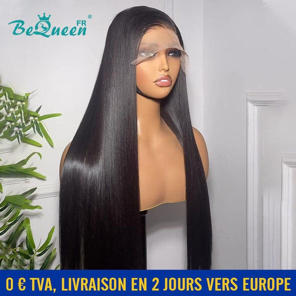 BeQueen „Mina“ lange gerade Perücke mit Spitzenfront, 13 x 6, rohes Haar, 200 % Dichte, in Frankreich 