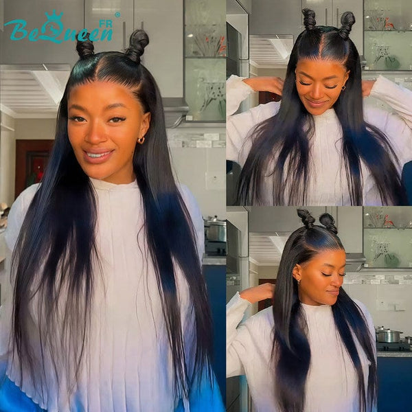 BeQueen "Mina" Peluca Larga Lisa con Raya Frontal de 24 Pulgadas ya Personalizada Sin Pegamento, Lista para Usar, a la Mitad de Precio