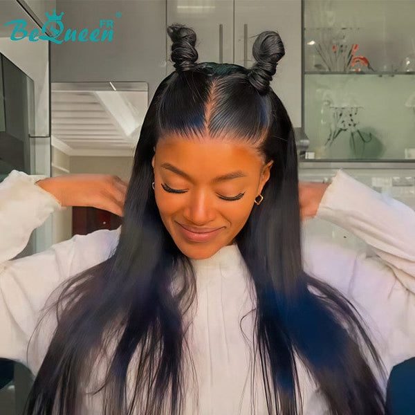 BeQueen "Mina" Peluca Larga Lisa con Raya Frontal de 24 Pulgadas ya Personalizada Sin Pegamento, Lista para Usar, a la Mitad de Precio