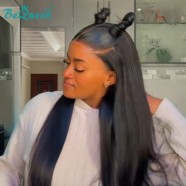 BeQueen "Mina" Peluca Larga Lisa con Raya Frontal de 24 Pulgadas ya Personalizada Sin Pegamento, Lista para Usar, a la Mitad de Precio
