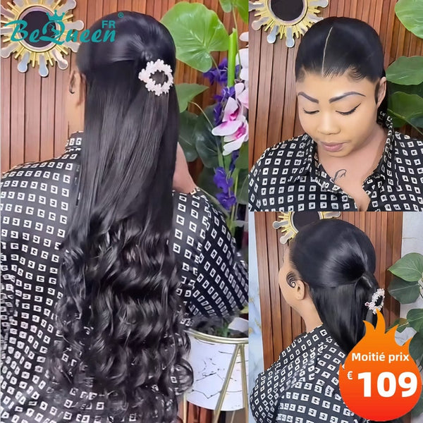 BeQueen “Mina” Long Straight Lace Front Wig 24 Inches Already Customized Glueless Ready to Wear Style 3 Half Price