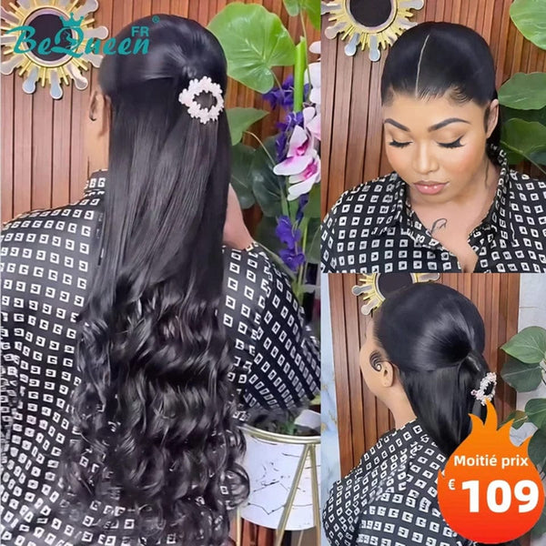 BeQueen “Mina” Long Straight Lace Front Wig 24 Inches Already Customized Glueless Ready to Wear Style 3 Half Price