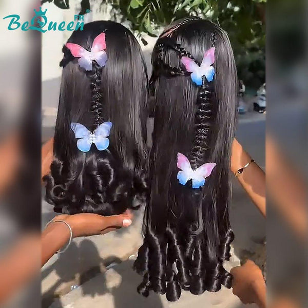 BeQueen "Mina" Perruque Longue Lisse avec Lace Frontale SDD 100% cheveux vietnamiens avec tresse prêt à porter sans colle