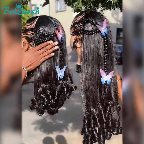 BeQueen "Mina" Perruque Longue Lisse avec Lace Frontale SDD 100% cheveux vietnamiens avec tresse prêt à porter sans colle