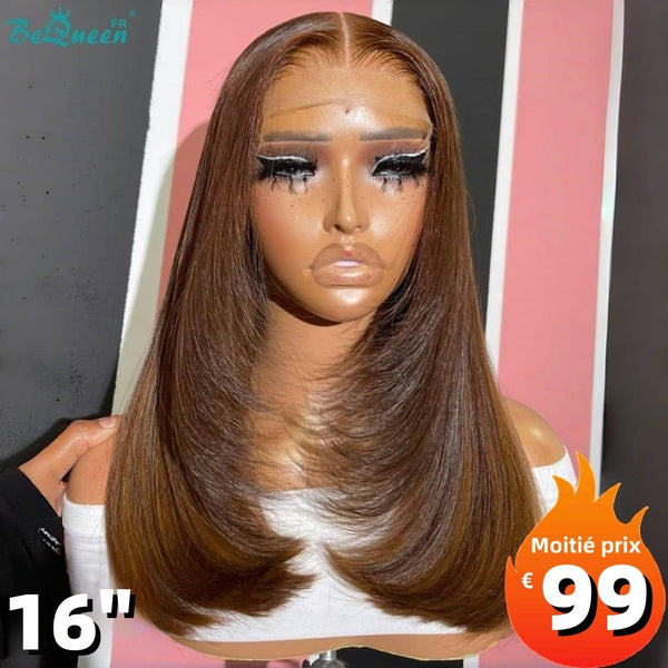 BeQueen "Mina" Perruque Longue Lisse Couleur Marron avec Lace frontale 13X4 Moitié prix