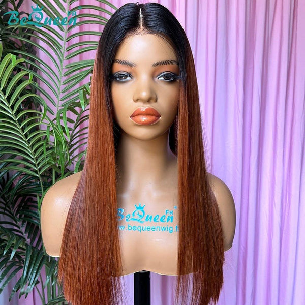 BeQueen "Mina" Perruque Longue Lisse Noir et Marron avec Lace Closure 2*6 SDD