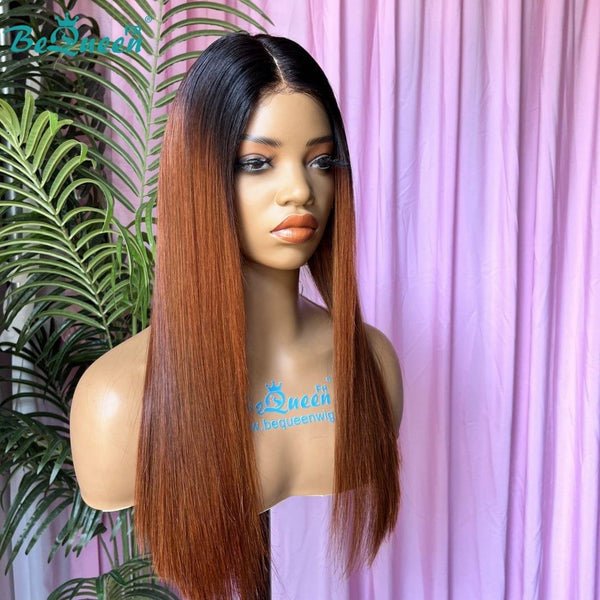 BeQueen "Mina" Perruque Longue Lisse Noir et Marron avec Lace Closure 2*6 SDD