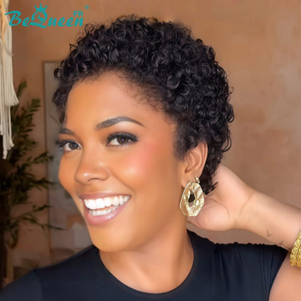 BeQueen "Monna" Perruque Pixie afro sans colle à la machine Moitié prix style 3