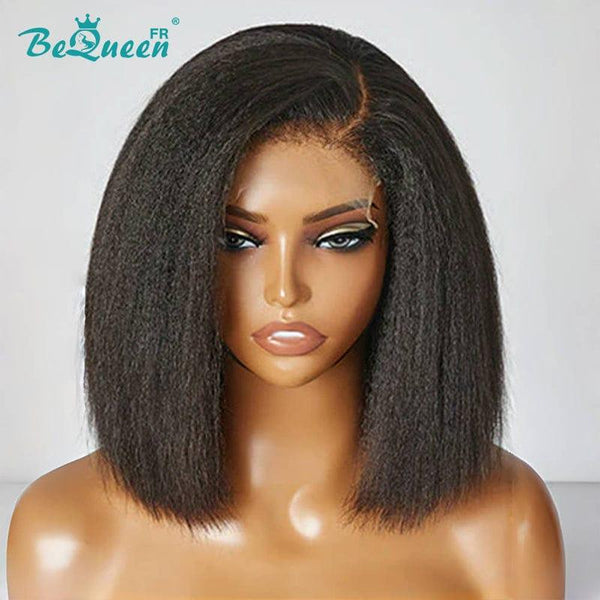 BeQueen „Nadia“ Bobperücke mit Wellen, Kinky Straight und Spitzenverschluss 4x4 