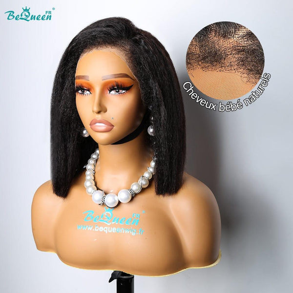 BeQueen „Nadia“ Bob-Perücke, lockige Kanten, verworrene Gerade mit 13x4-Spitzenfront 