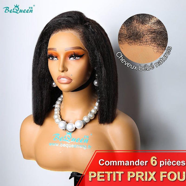 BeQueen „Nadia“ Bob-Perücke, lockige Kanten, verworrene Gerade mit 13 x 4 Spitzenfront, VERRÜCKTLICH niedriger Preis 