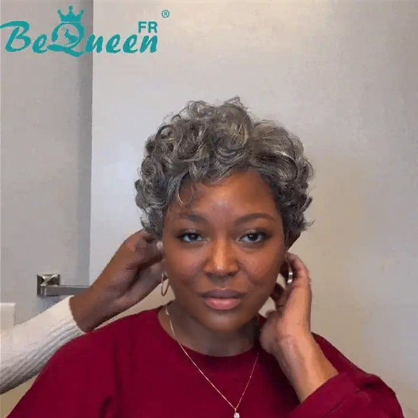 BeQueen “Nanny” Perruque Pixie bouclée couleur Gris