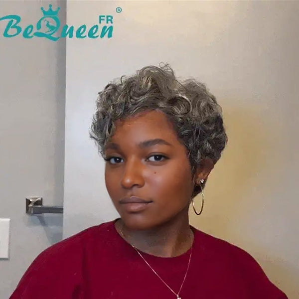 BeQueen “Nanny” Perruque Pixie bouclée couleur Gris