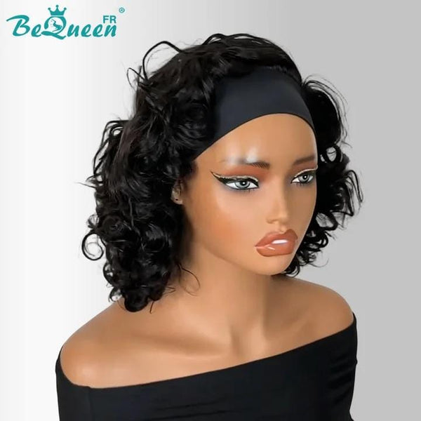 BeQueen "Oppy" Perruque Bob couleur Noir Et marron Bouncy curly wave avec à bandeau Moitié prix
