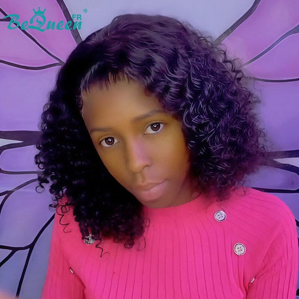 BeQueen "Pamale" Curly Wave Bob Wig with Lace Frontal 14 Inch Glueless Ready to Wear Half Price
