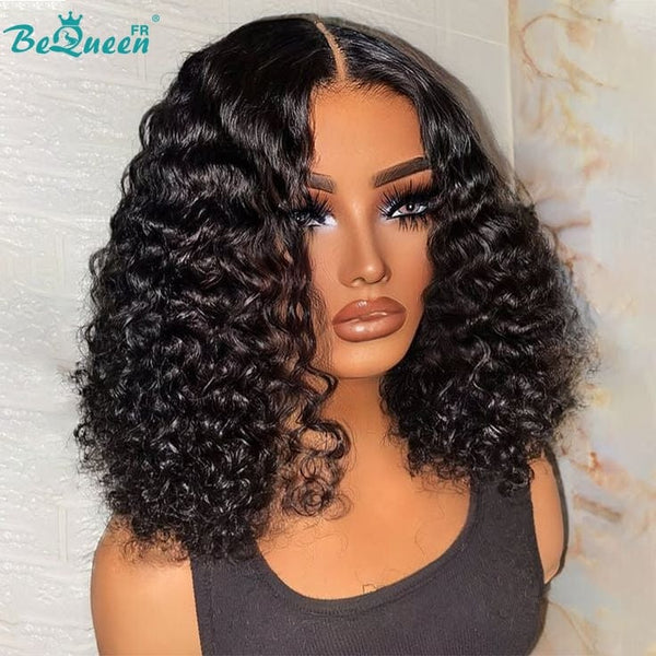 BeQueen "Paula" Deep Wave Bob Wig with Lace Front 14 Inches Half Price