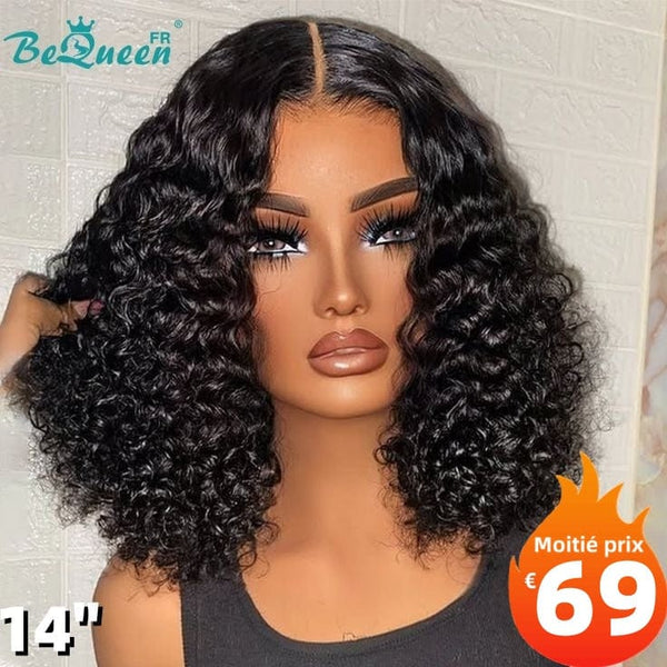 BeQueen "Paula" Deep Wave Bob Wig with Lace Front 14 Inches Half Price