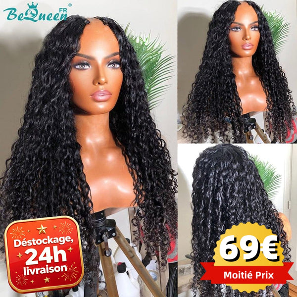 Bequeen Perruque à Dentelle U Part Curly wave 16 pouces en France Soldes 24h livraison 100% cheveux humains