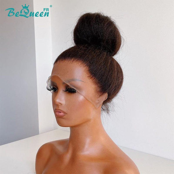BeQueen Perücke "Iwa" Kinky Straight mit Frontalband 13*4 für Chignon + Vorbleiche 