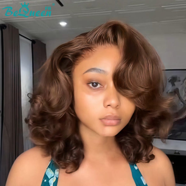 BeQueen "Polysia" Perruque Bob bouncy avec Lace frontale couleur marron sans colle