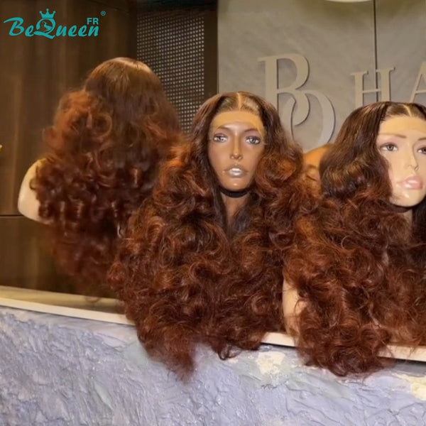 BeQueen "Polysia" Perruque Bob bouncy avec Lace frontale Noir et marron Sans colle volume pleine style 11