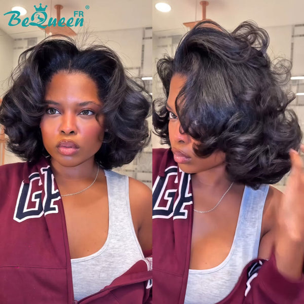 BeQueen "Polysia" Peluca Bob rebosante con frente de encaje Sin pegamento volumen completo estilo 3
