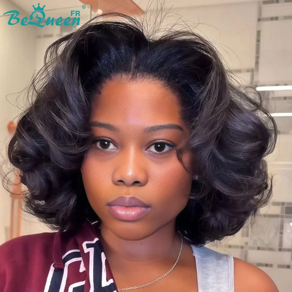 BeQueen "Polysia" Bouncy Bob Wig with Glueless Lace Front, Full-Volume, Style 3