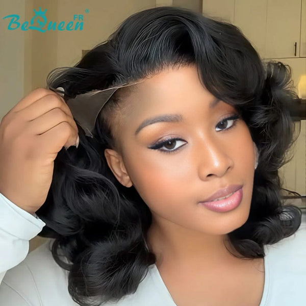 BeQueen "Polysia" Bouncy Bob Wig with Glueless Lace Front, Full-Volume, Style 3