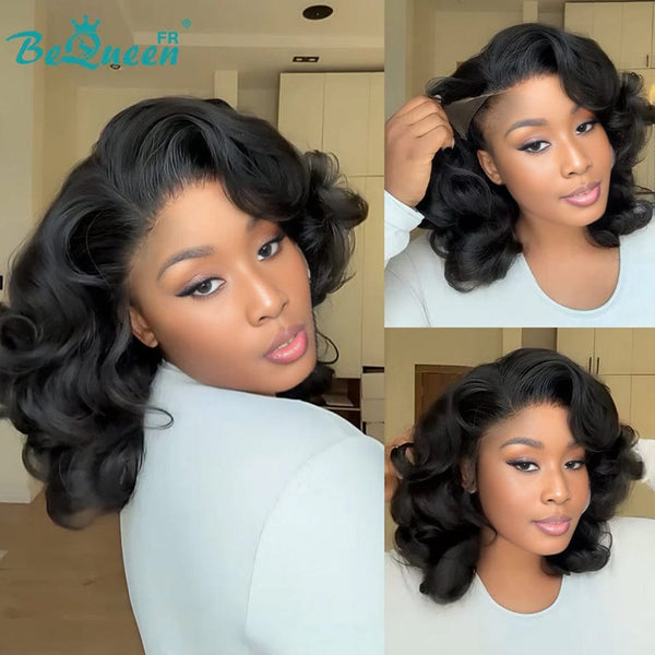 BeQueen "Polysia" Bouncy Bob Wig with Glueless Lace Front, Full-Volume, Style 3