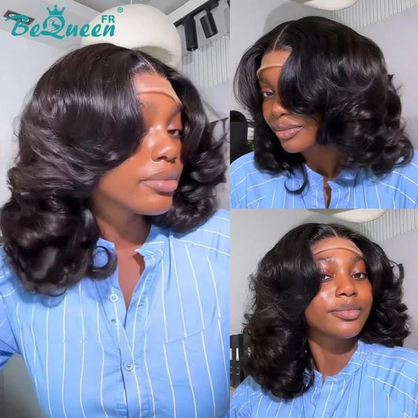 BeQueen "Polysia" Perruque Bob bouncy avec Lace frontale Sans colle volume pleine style 9