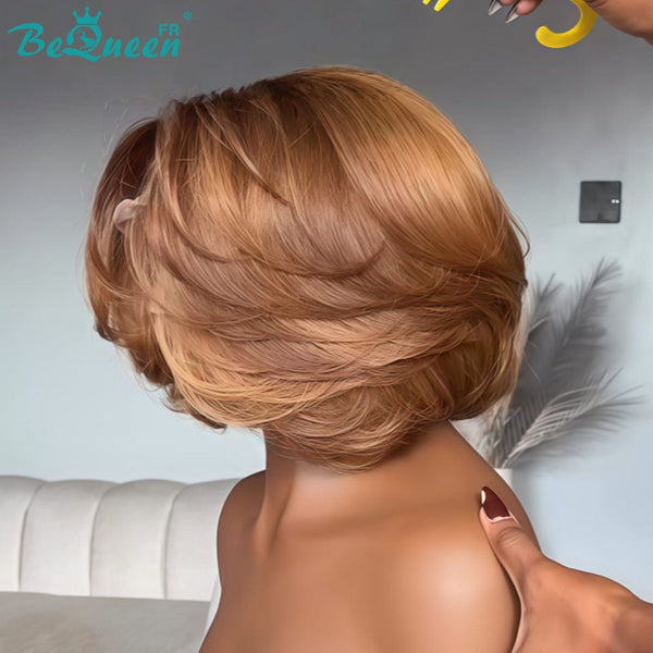 BeQueen "Polysia" Perruque bob bouncy lace frontale couleur marron mix miel