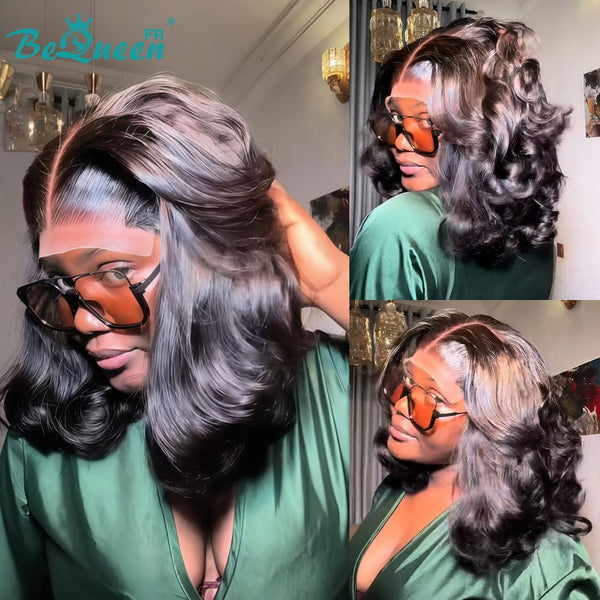 BeQueen "Polysia" Peluca Bob bouncy Marrón mix miel con Lace closure 5*5 estilo 3