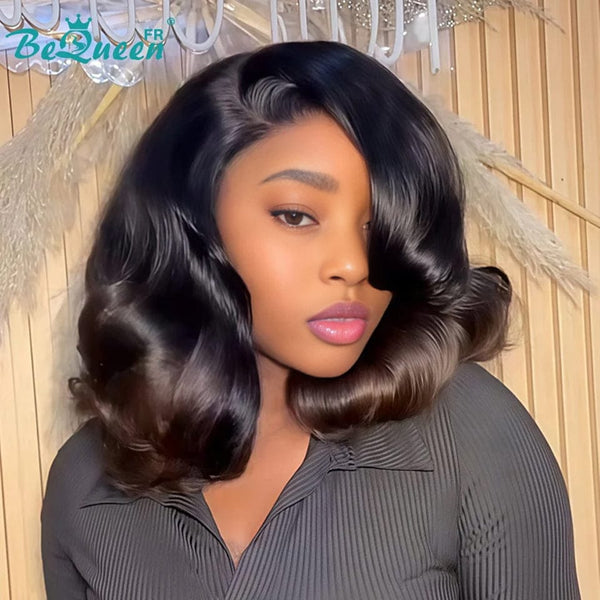 BeQueen "Polysia" Bouncy Bob Wig Black and Brown with 5*5 Lace Closure Style 3