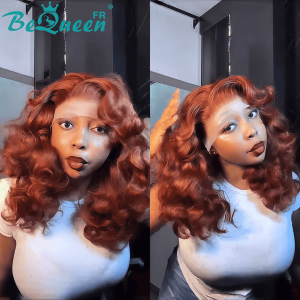 BeQueen "Polysia" Peruca Bob laranja vibrante com Lace frontal