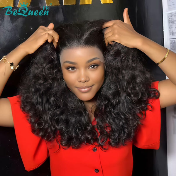BeQueen "Polysia" Schwarze Bob-Perücke mit federnden Locken und Lace-Front, Stil 31