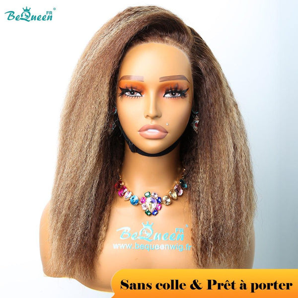 BeQueen "Raelin" Custom Wig Bob Kinky Straight Ready to Wear Glueless 13X4 Raw Hair