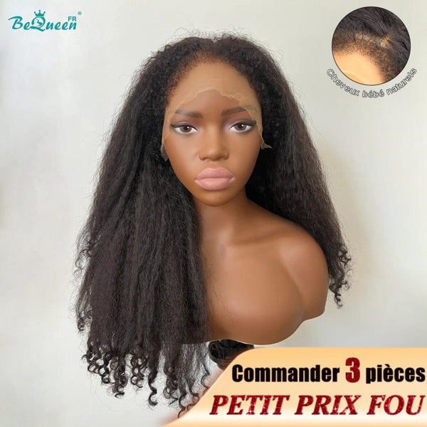 BeQueen “Raelin” Perruque Longue Bords Bouclés Kinky Straight avec Lace Frontale 13x6  Petit Prix FOU