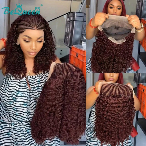 BeQueen "René" Perruque Customisée Longue Curly Wave couleur #33 Prêt à porter Sans Colle 13X4 avec Tresse