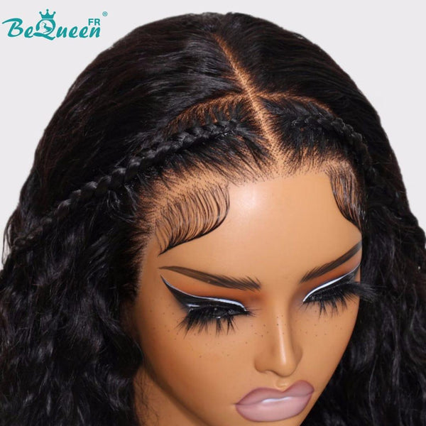 BeQueen "René" Perruque Customisée Longue Curly Wave Prêt à porter Sans Colle 13X4 avec Tresse